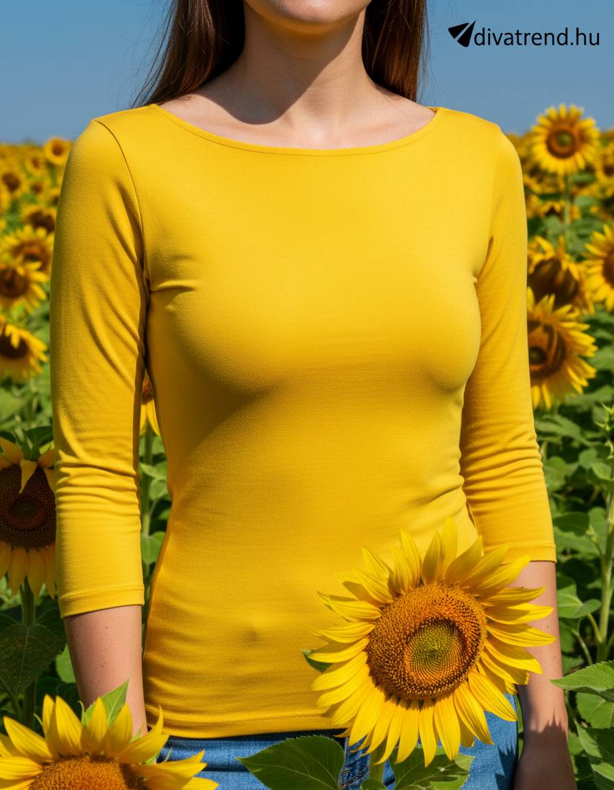 Kikiriki női felső háromnegyedes ujjú alakhangsúlyozó csónak nyakú