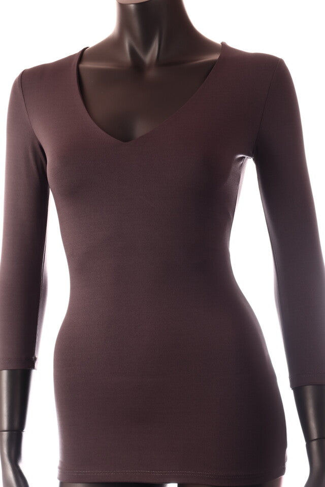 szürke sötét Kikiriki női felső 3/4 ujjú V-nyakú