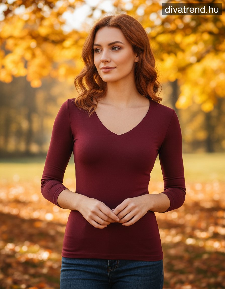 Kikiriki női felső háromnegyedes ujjú alakhangsúlyozó V nyakú