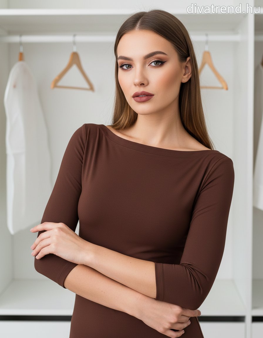 barna Kikiriki női felső 3/4 ujjú csónak nyakú