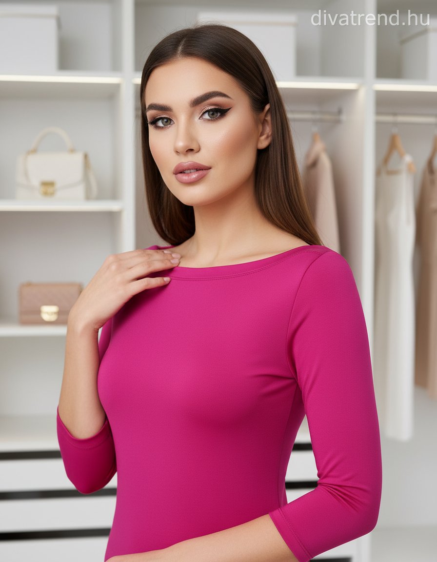lila közép Kikiriki női felső 3/4 ujjú csónak nyakú