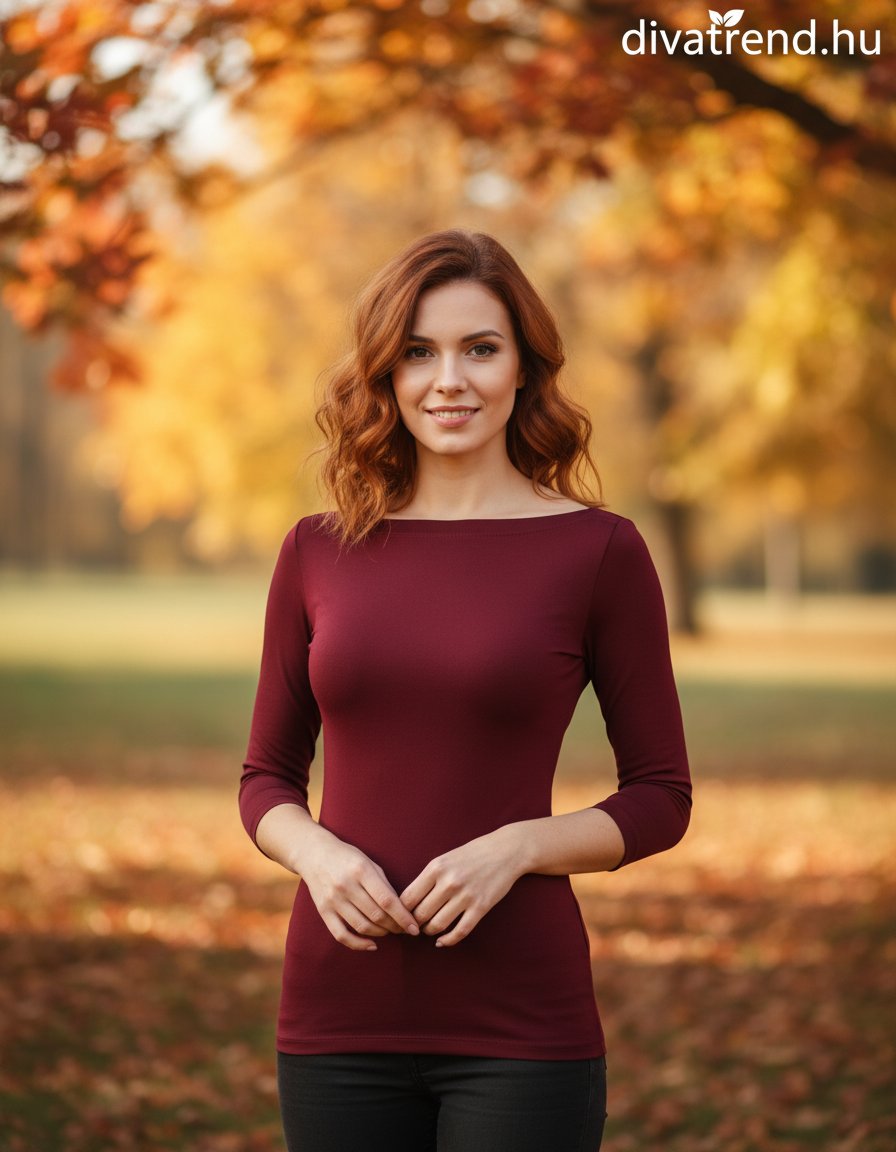 Kikiriki női felső háromnegyedes ujjú alakhangsúlyozó csónak nyakú