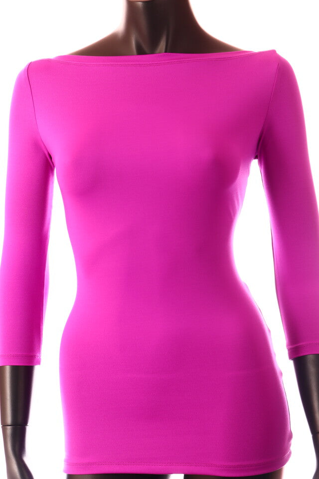 lila sötét Kikiriki női felső 3/4 ujjú csónak nyakú