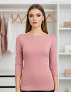 mályva Kikiriki női felső 3/4 ujjú csónak nyakú