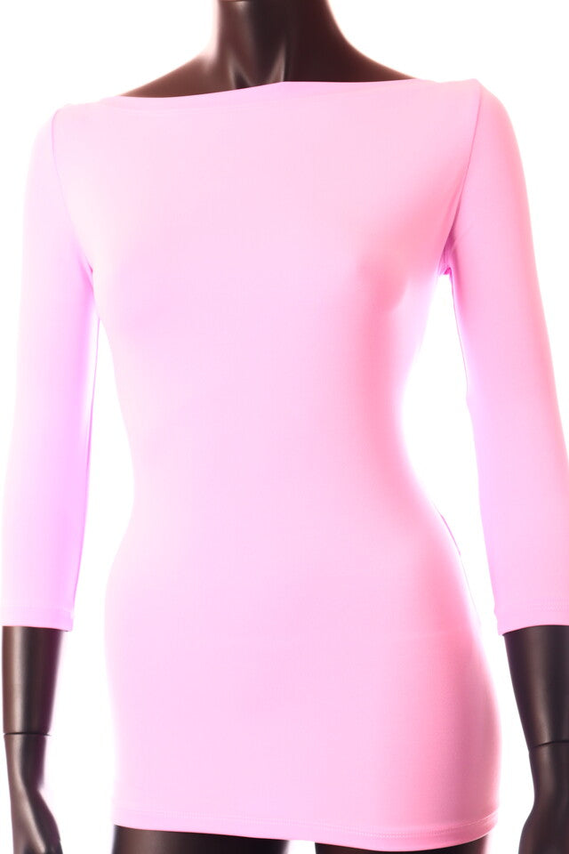 pink Kikiriki női felső 3/4 ujjú csónak nyakú