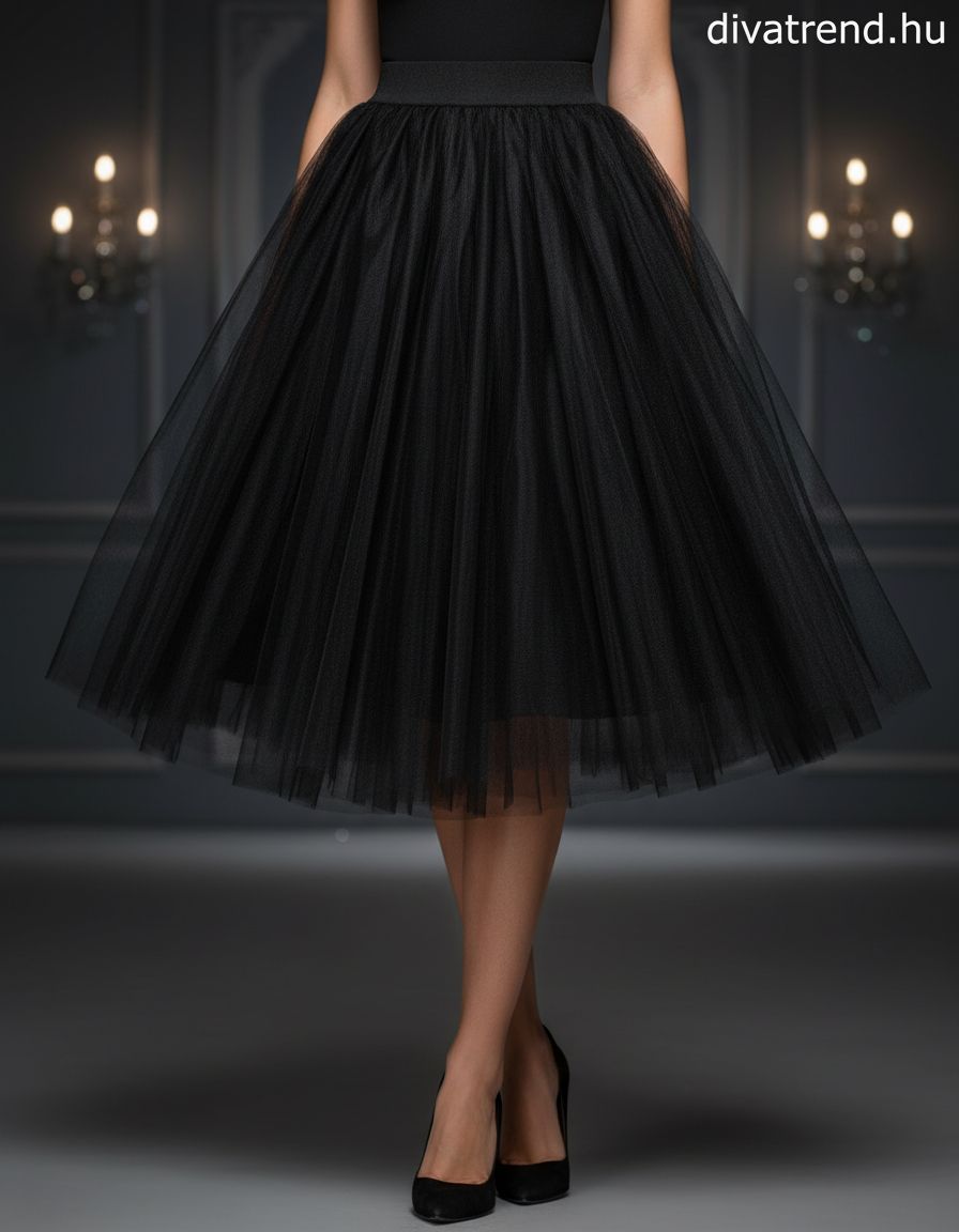 fekete Kikiriki térd tüllszoknya