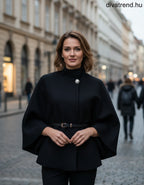 olasz női poncsó háromnegyedes ujjú magas nyakú