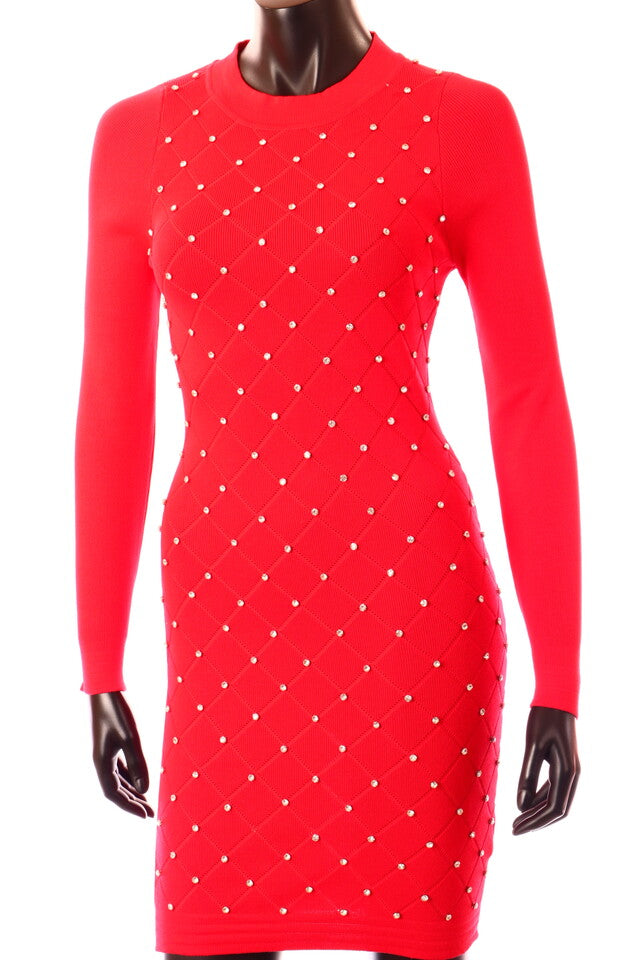 köves kötött ruha piros