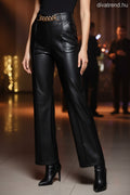 fekete bő szárú műbőr nadrág