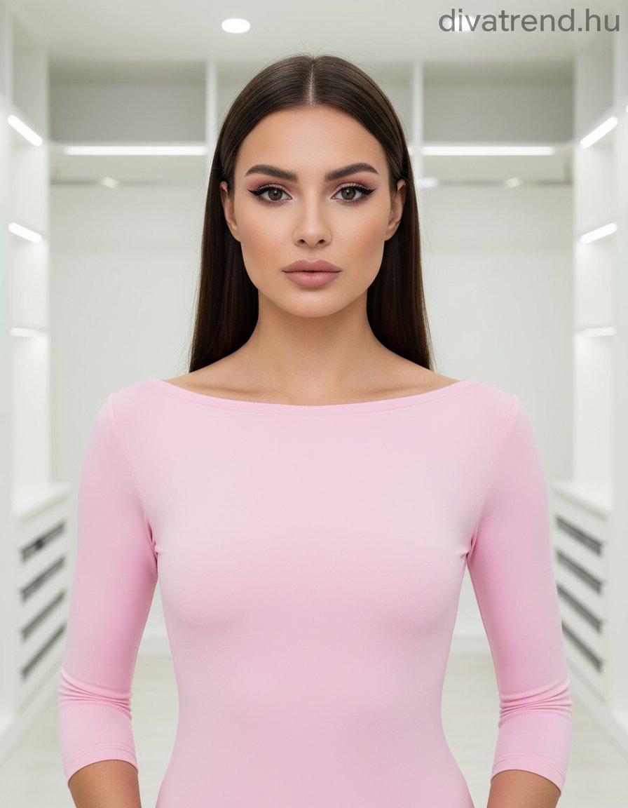 pinklight közép Kikiriki női felső 3/4 ujjú csónak nyakú