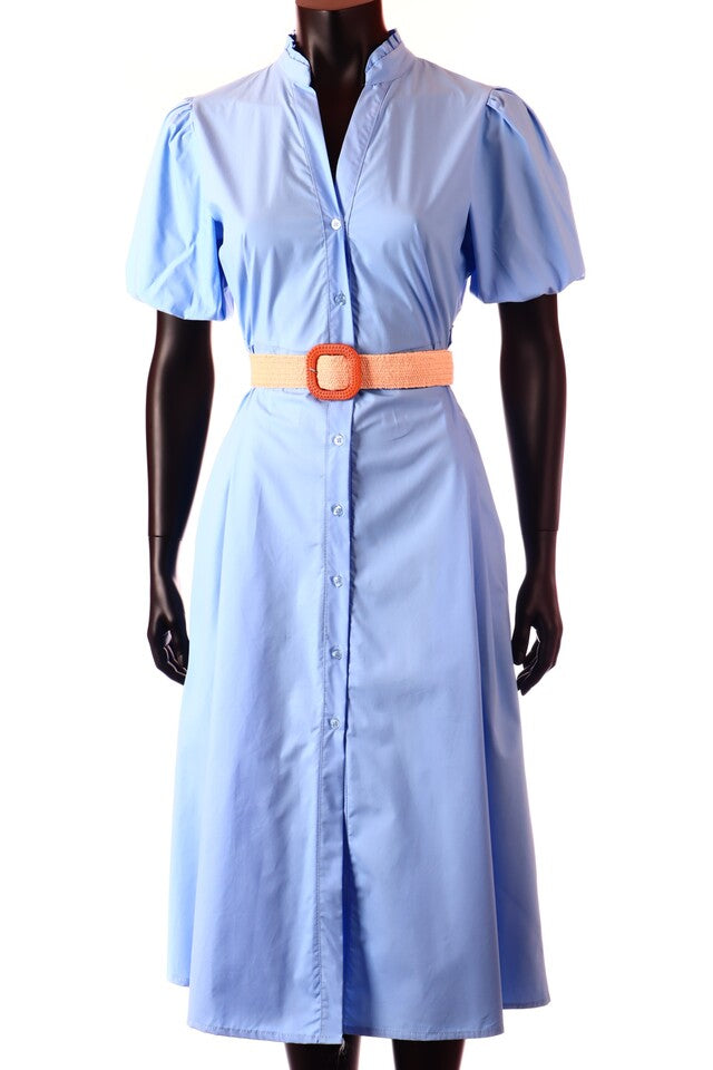 olasz női pamut ruha rövid ujjú A vonalú kerek nyakú maxi