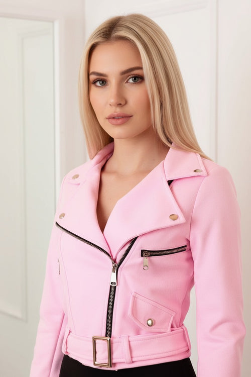 pinklight velúr kabát övvel