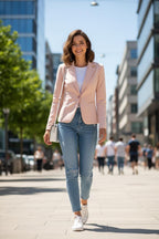 női blézer 3/4 ujjú púder