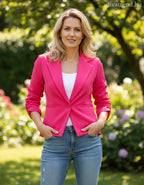 olasz női blézer háromnegyedes ujjú alakhangsúlyozó V nyakú