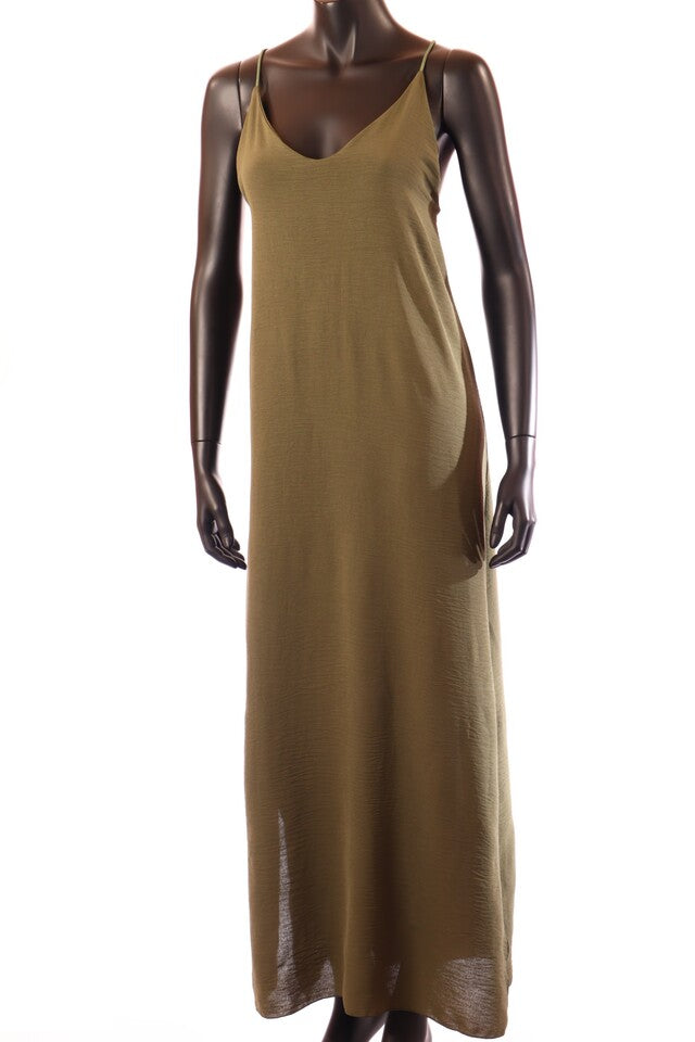 olasz női vékony ruha ujjatlan U nyakú maxi