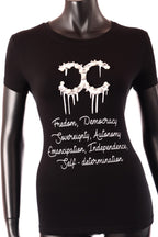 ProntoModa női betű mintás vékony pamutban gazdag póló rövid ujjú alakhangsúlyozó kerek nyakú