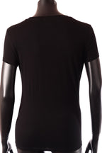 ProntoModa női betű mintás vékony pamutban gazdag póló rövid ujjú alakhangsúlyozó kerek nyakú