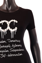 ProntoModa női betű mintás vékony pamutban gazdag póló rövid ujjú alakhangsúlyozó kerek nyakú