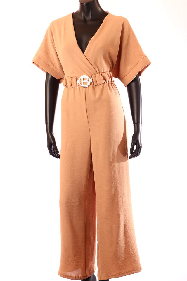 olasz női overál rövid ujjú hosszú V nyakú