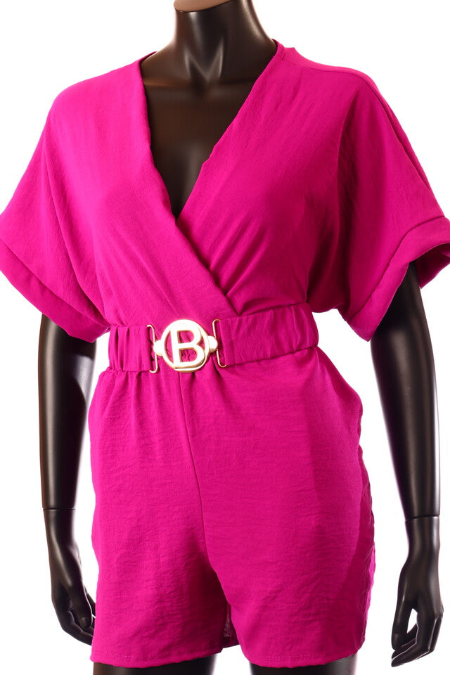 olasz női vékony overál rövid ujjú rövid V nyakú