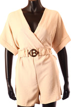 olasz női vékony overál rövid ujjú rövid V nyakú