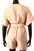 olasz női vékony overál rövid ujjú rövid V nyakú