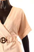 olasz női vékony overál rövid ujjú rövid V nyakú