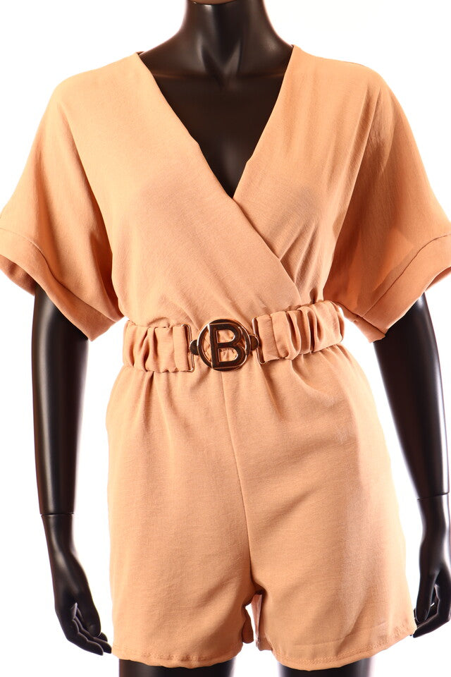 olasz női overál rövid ujjú rövid V nyakú