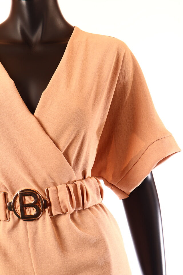 olasz női overál rövid ujjú rövid V nyakú