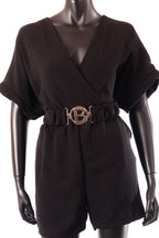 olasz női vékony overál rövid ujjú rövid V nyakú