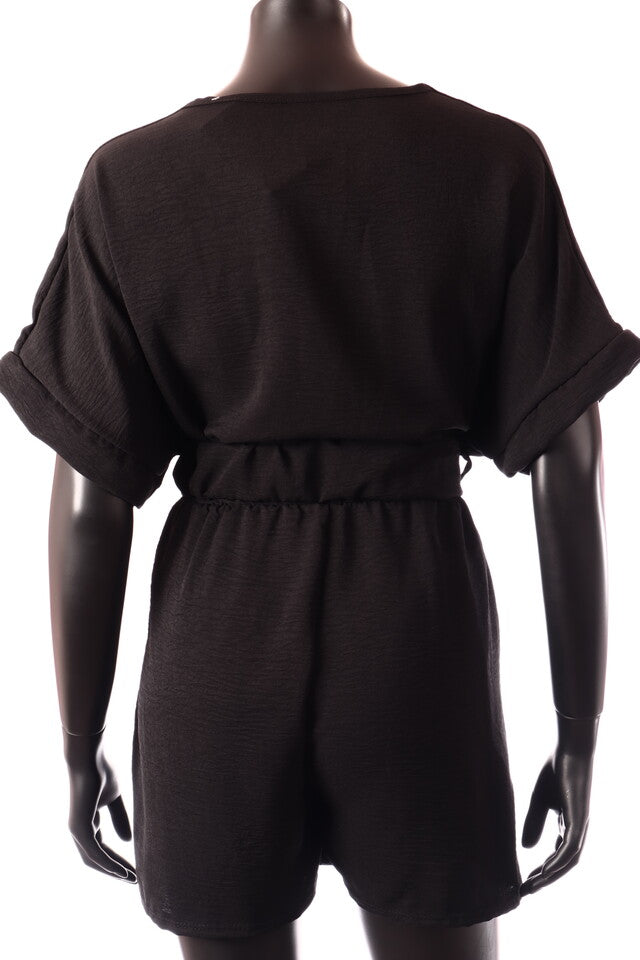 olasz női vékony overál rövid ujjú rövid V nyakú