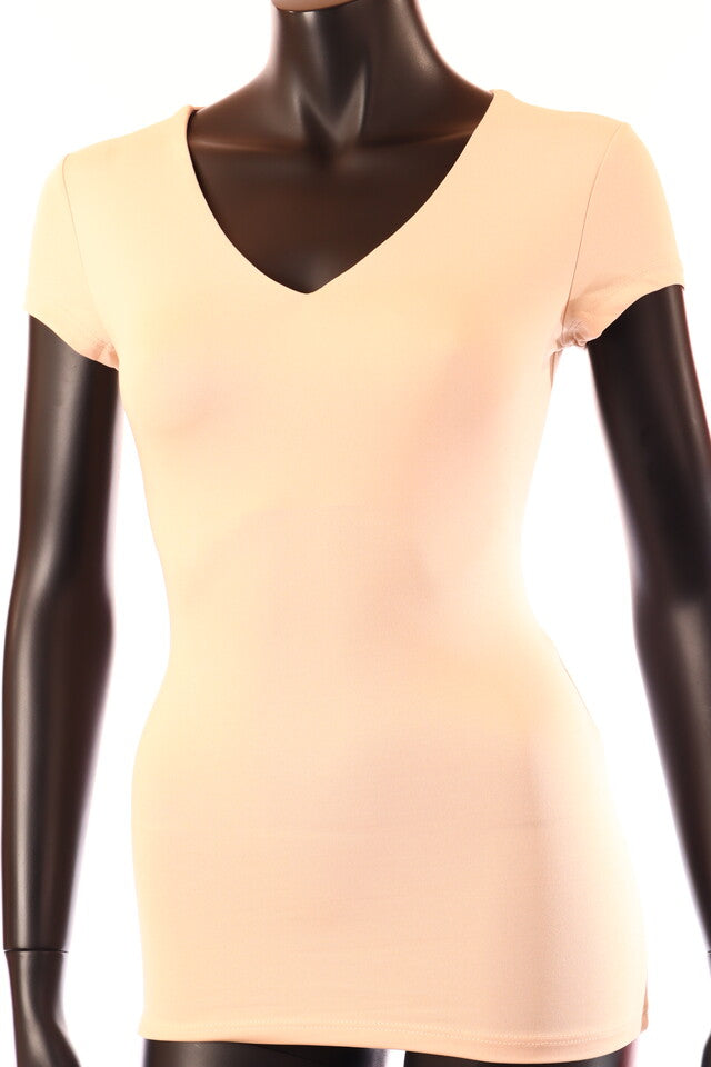 barna világos Kikiriki női póló V nyakú