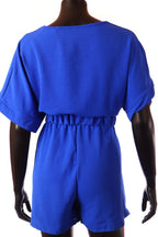 olasz női vékony overál rövid ujjú rövid V nyakú