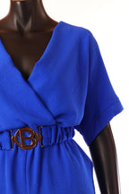 olasz női vékony overál rövid ujjú rövid V nyakú