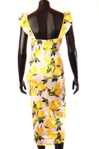 ProntoModa női gyümölcs mintás vékony ruha ujjatlan alakhangsúlyozó V nyakú midi