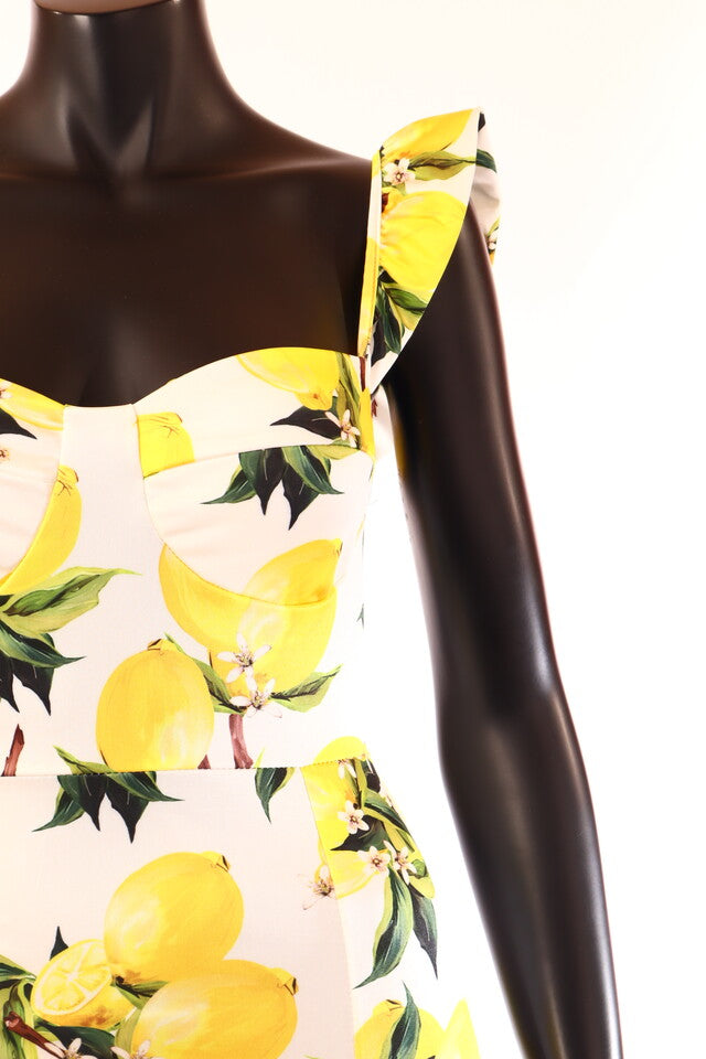 ProntoModa női gyümölcs mintás vékony ruha ujjatlan alakhangsúlyozó V nyakú midi