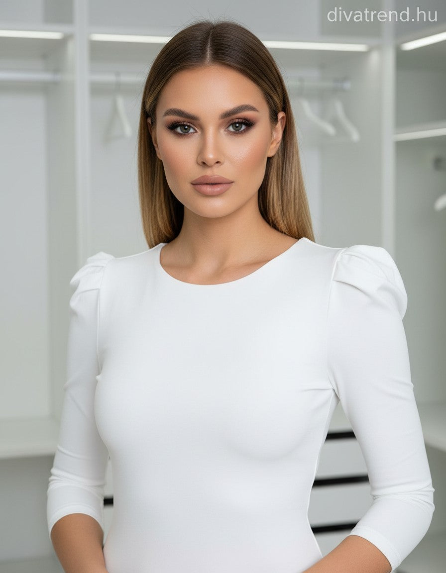 fehér Kikiriki női felső puffos vállú