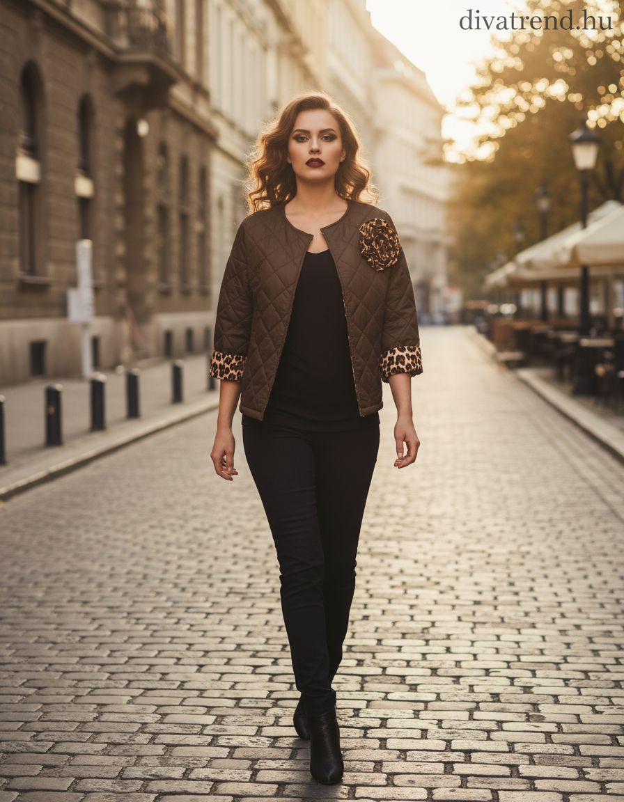 női steppelt átmeneti kabát barna