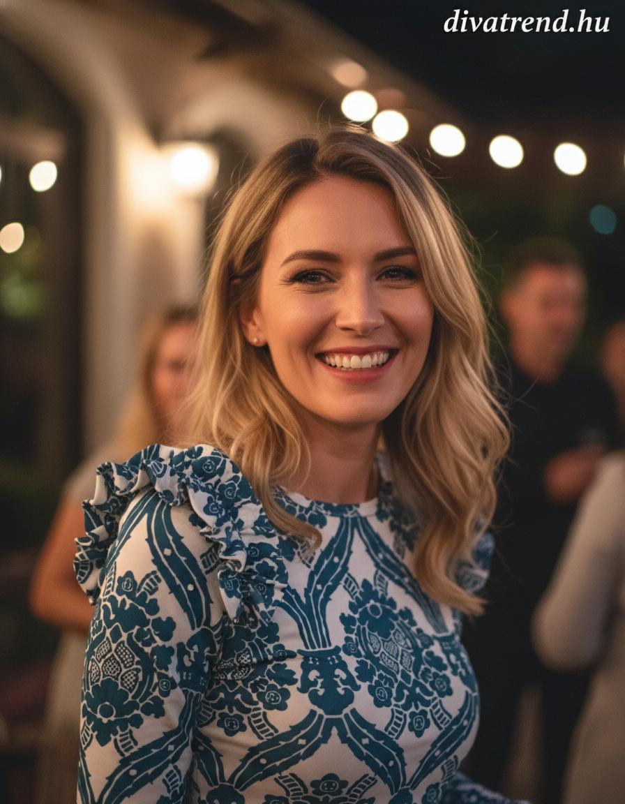 Kikiriki női mintás felső hosszú ujjú alakhangsúlyozó kerek nyakú