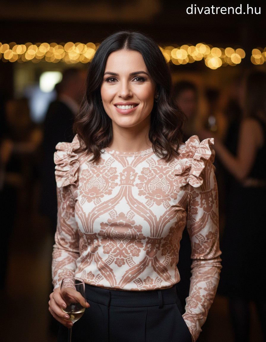 bézs Kikiriki női barokk mintás felső