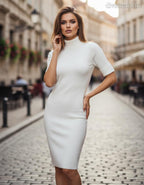 Zstudio női kötött ruha háromnegyedes ujjú alakhangsúlyozó magas nyakú térd