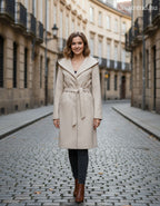 olasz női szövet átmeneti kabát hosszabb hosszú ujjú V nyakú