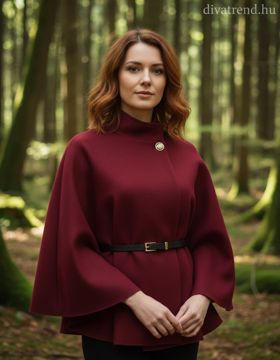 olasz női poncsó háromnegyedes ujjú magas nyakú