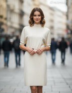 Zstudio női kötött ruha háromnegyedes ujjú magas nyakú térd