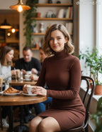 Zstudio női kötött ruha hosszú ujjú alakhangsúlyozó magas nyakú térd