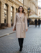 olasz női szövet átmeneti kabát hosszabb hosszú ujjú V nyakú