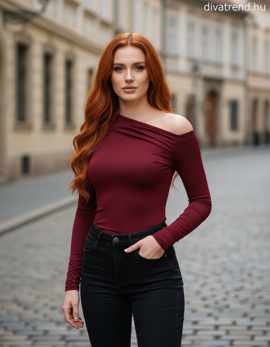 bordó vállkivágott szűk női felső