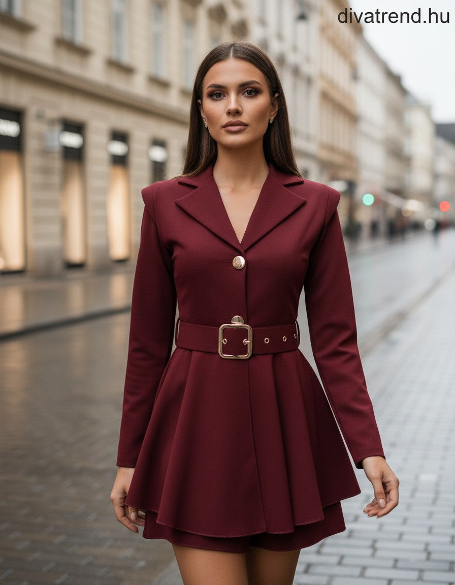 olasz női overál hosszú ujjú rövid V nyakú