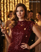 flitteres felső ujjatlan bordó-ezüst