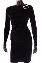 Lovery női plüss bársony ruha hosszú ujjú alakhangsúlyozó csónak nyakú térd